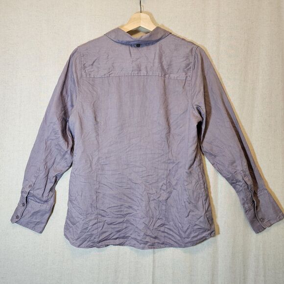 Soft Surroundings Women's "Go To Linen Shirt" Large ? Purple Button Front - Picture 7 of 8